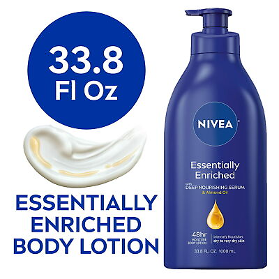#ad NIVEA Essentially Enriched Body Lotion for Dry Skin 33.8 Fl Oz Pump Bottle New $10.98