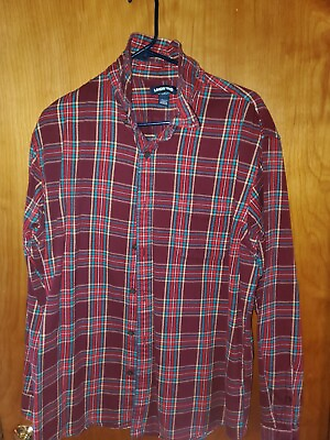 #ad Lands End Men#x27;s Plaid Multicolor Flannel Shirt LARGE $10.00