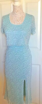 #ad Crop Top Skirt Women Blue Flower Small Short Sleeves Ruffles Spandex Lightweight $14.99