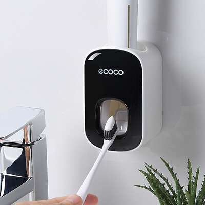 #ad Automatic Toothpaste Squeezer Dust proof Toothbrush Holder Wall Mount Stand $10.43
