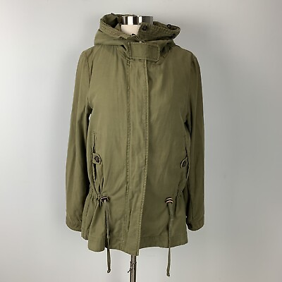 #ad Zara Womens Military Green Removable Shearling Vest Parka Coat Jacket Size Small $24.88