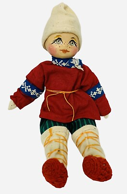 #ad Vintage Handmade Hand Painted Stockinette Cloth Doll With Freckles EXCELLENT $29.99