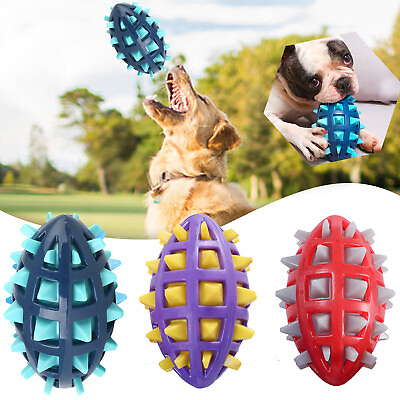 #ad Squeaky Dog Toys For Aggressive Chewers Rubber Puppy Chew Ball With Squeaker $9.39