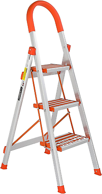 #ad 3 Step Stool Aluminum Lightweight Step Ladder Folding Anti Slip with Rubber Hand $83.99