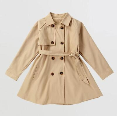 #ad Spring Fall Kids Girls Cotton Jacket Child Double breasted Coat Belt Outerwear AU $43.61