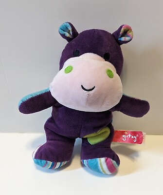 #ad Gitzy Baby Rattle Purple Hippo Plush Kids Stuffed Animal Doll Toy 9quot; B2 $8.99