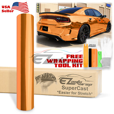 Supercast Chrome Orange Car Vinyl Wrap Decal Sticker Bubble Free Sheet Film DIY $2.99