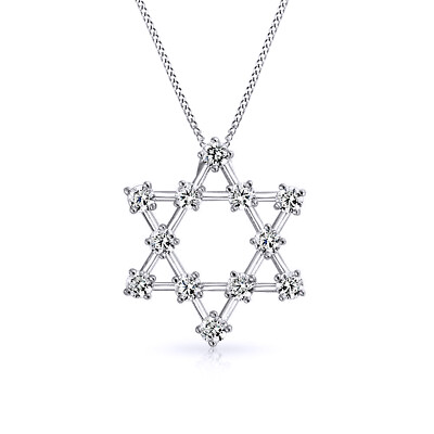 #ad Simulated Star of David Fashion Pendant Necklace With Chain In Sterling Silver $343.42