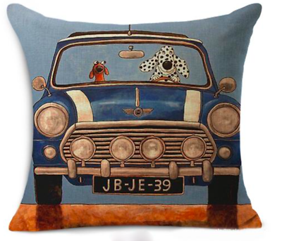 #ad Cushion Cover with Mini Cooper Dog driver Design Decorative 18x18 $14.99