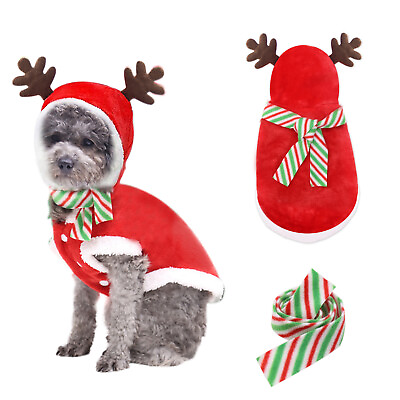 #ad Christmas Costume Clothes for Small Dogs and Cats Pet Winter Warm Coat Hoodie $14.99