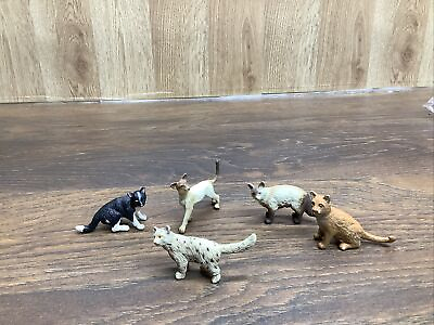 #ad VTG Lot 5 Safari Plastic Animal Figures Siamese Egyptian Mao Abyssinian Cats $7.64
