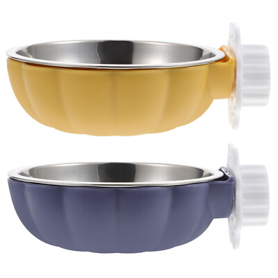 #ad Dog amp; Cat Feeding Bowls Set of 2 Hanging Dishes for Cage or Crate $13.48