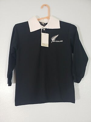 #ad Wild Kiwi New Zealand Shirt Boys Sz 6 Sleeve Collared Rugby Long Sleeve $14.99