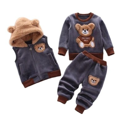 #ad Baby Clothing Set Outerwear Tops Pants 3PCS Outfits Kids Toddler Warm Costume US $50.32