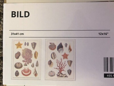 #ad IKEA Seashell Starfish Coral Art Posters Set of 2 NEW SEALED 12x16 $5.00
