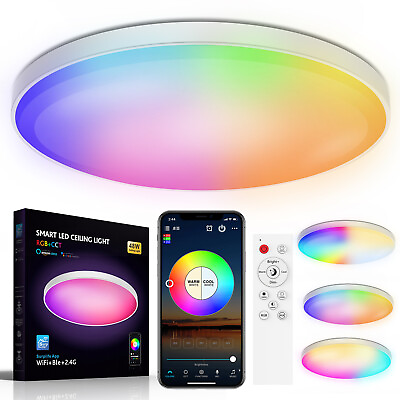 #ad 30W Smart WiFi LED Ceiling Light RGB Bluetooth Downlight For Alexa Google Home $58.89