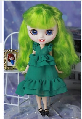 #ad Clothes for 12quot;Blythe Doll Cute Green Dress with Wide skirt and Ruffles Toy Gift $16.52