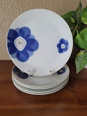 #ad Five Indigo Blue China Made In Japan 7.5 Inch Salad Plates #3915 $24.00
