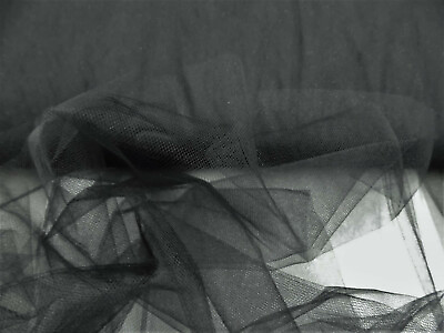 #ad Nylon Tulle Sheer Fabric Black 54 inch wide DD301 $2.99