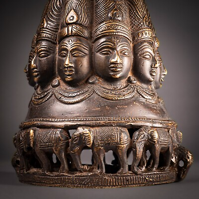 #ad Rare quot;Mukhalingamquot; Shiva Temple Sculpture 2kg Brass Vintage Antique Patina $102.05