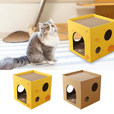 #ad Cat House 2 Story Corrugated Cat Scratch Box House Indoor Cat Toys Catnip House $37.16