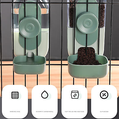 #ad Hanging Automatic Food Water Dispenser Safe Cage Cat Food Water Dispenser $34.73