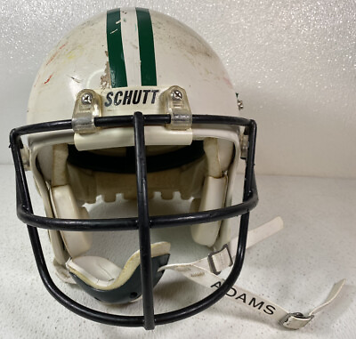 #ad SCHUTT JR PRO White Football Helmet W Black Face Mask amp; Chin Strap Used $49.49