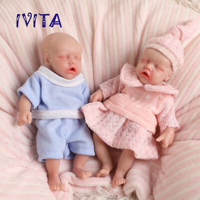 #ad IVITA 6quot; Mini Sleeping Baby Boy and Girl Reborn Baby Floppy Silicone Mini Doll $14.95