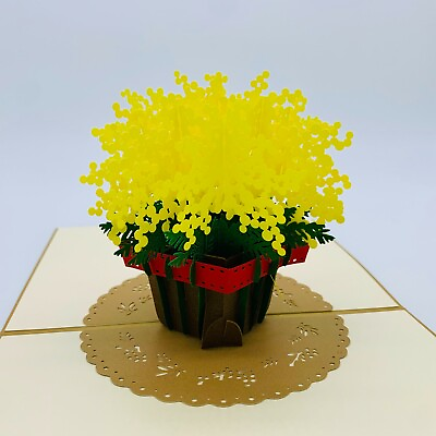 #ad 4 for $12.99 Mix amp; Match 3D Pop Up Greeting Card Yellow Gypsophila Flower $12.99