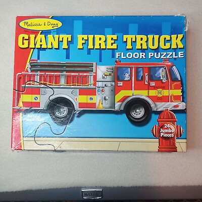 #ad 24 Pc Melissa amp; Doug Kids Jumbo Jigsaw Floor Puzzle Giant Fire Truck Engine $12.34