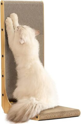 #ad L Shape Cat Scratch Pad Wall Mounted Cat Scratching Cardboard with Ball Toy $26.81