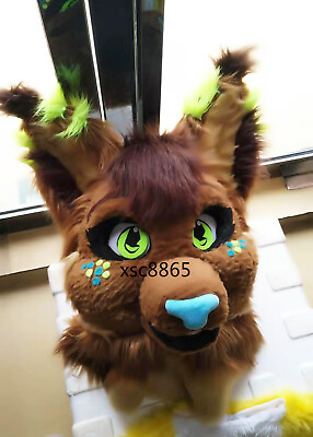 #ad Long Fur Husky Dog Fox Mascot Head Party Halloween Fur Cosplay Head #499 $159.00