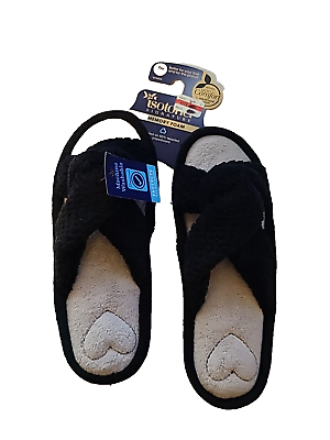 #ad Isotoner Signature Black Eco Comfort Memory Foam 6.5 7 Slippers $3.96