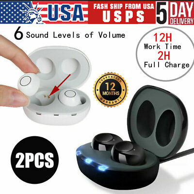 #ad Pair Rechargeable Digital Invisible Hearing Aids Sound Voice Amplifier Mini ITE $27.99