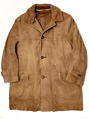 #ad VTG Julius Garfinckel Mens Winter Coat 44 Suede Removable Alpaca Lining Collar $269.99