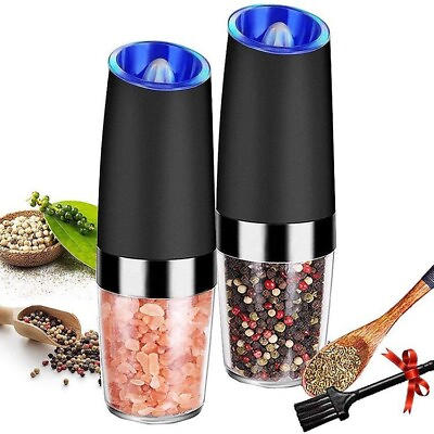 #ad Gravity Electric Pepper Salt Grinder Set with LED Light Stainless Steel 2 Pack $22.89