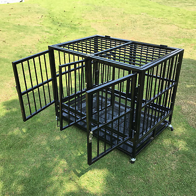 #ad 36quot; Heavy Duty Dog Cage w Removable Divider Crate Pet Kennel Playpen 2Front Door $147.54