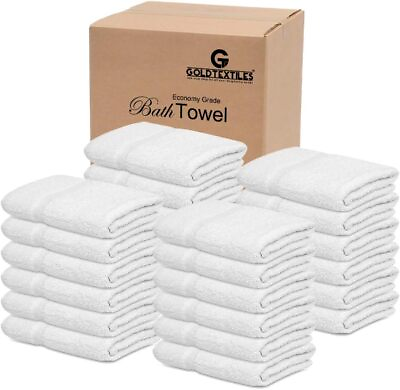 #ad Bath Towel Set White Bulk Pack Cotton Blend Gym Pool Resort Beach Hotel Towels $278.99