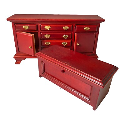 #ad Vintage Dolls House Side Board Chest Of Drawers amp; Ottoman Retro 80#x27;s 90#x27;s Style. GBP 14.95