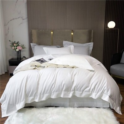 #ad Luxury Duvet Cover Bed Sheet Set Egyptian Cotton Quality Silky 4Pcs Bedding Set AU $508.39