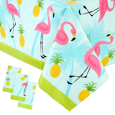#ad 3 Pack Flamingo Tablecloth for Tropical Flamingo Party Supplies 54x108 In $11.29
