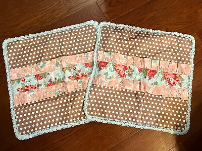 #ad Matilda Jane Pillow Cover Sham 18x18 Buttons Lace Floral Roses Polka Dots 2 $20.40