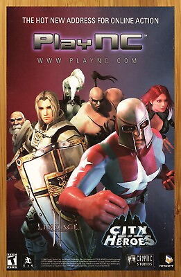 #ad 2004 City of Heroes PC Vintage Print Ad Poster Play NC Official Video Game Art $14.99