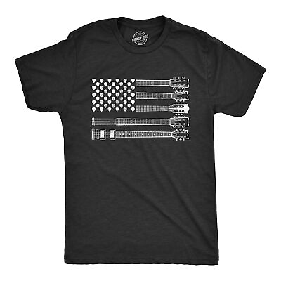 #ad Mens Guitar Flag Tshirt Cool Rock And Roll 4th of July Musician Flag Graphic $13.10