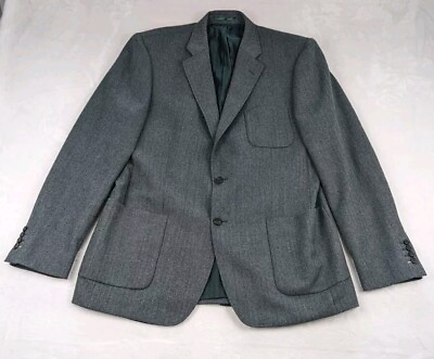 #ad Thomas Pink Herringbone 100% Wool Mens Blazer Green size 44R $75.89