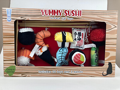 #ad Yummy Sushi Cat Toys 10 Pack 3 Wands $35.00