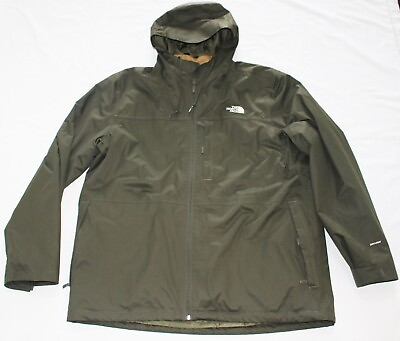 #ad NORTH FACE DryVent Fleece Lined Polyester Shell Jacket Men#x27;s 2XL XXL Green Hood $99.00