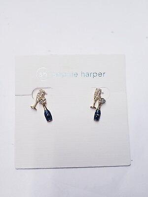 #ad Sophie Harper champagne amp; glass glitter stud pack EARRINGS $38.00