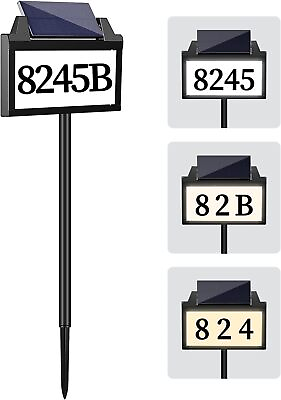 #ad House Numbers Solar Powered LED Address Sign Stake Light for Outside Yard Street $19.19