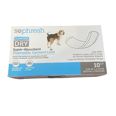 Dog Disposable Diaper Liners Super Absorbency 10 Count So Phresh Med L and XL $8.99